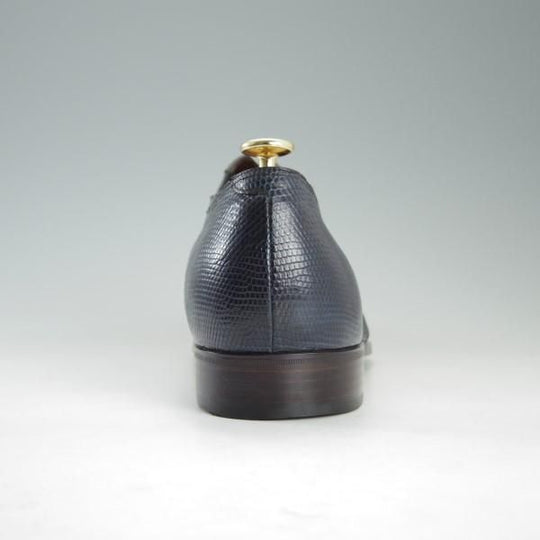 美品★LECOTT/レコット UK10程度【オーダー品★リザード革仕様】サイドエラスティック/紺/メンズ★e273