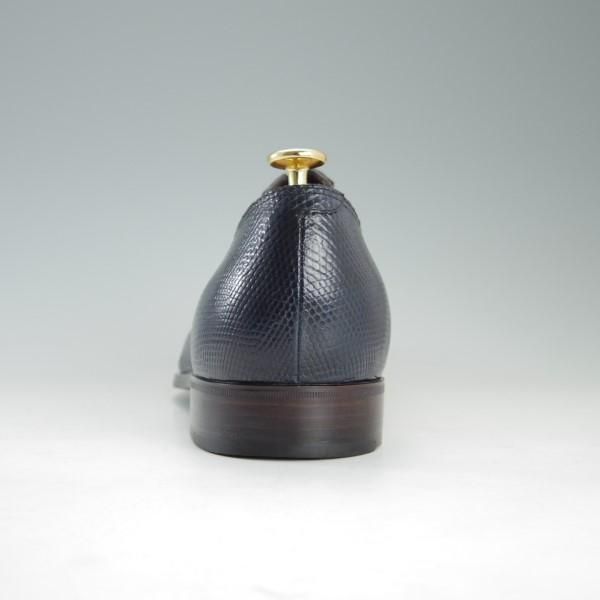 美品★LECOTT/レコット UK10程度【オーダー品★リザード革仕様】サイドエラスティック/紺/メンズ★e273