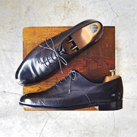 ★(伊)ジンターラ SIZE 7.5【貴重★ホールカット】カーフ/黒/メンズ/ZINTALA/シルバノ・ラッタンジ/Lattanzi★e275