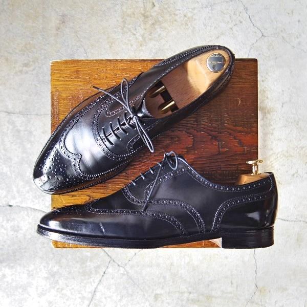 極上★クロケット&ジョーンズ 8E【貴重★(英)ニュー&リングウッド別注/New&Lingwood】フルブローグ/黒/メンズ/Crockett&Jones★e276