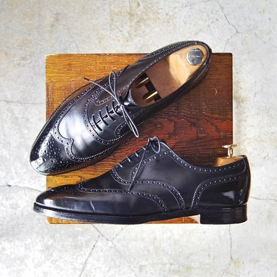 極上★クロケット&ジョーンズ 8E【貴重★(英)ニュー&リングウッド別注/New&Lingwood】フルブローグ/黒/メンズ/Crockett&Jones★e276