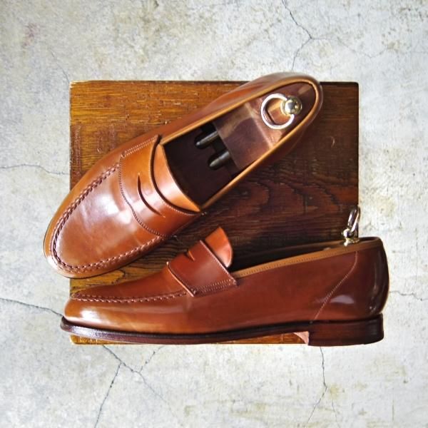 極美品★クロケット&ジョーンズ 8E【貴重★ウイスキーコードバン仕様/HARVARD】314ラスト/コインローファー/Crockett&Jones★e295