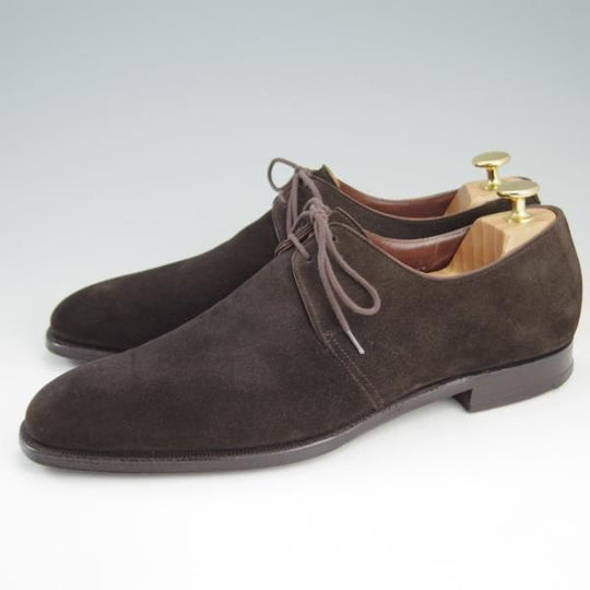 美品★クロケット&ジョーンズ 8D【★ハンドグレードライン/STANLEY】337ラスト/プレーントゥ/Vフロント/濃茶/メンズ/Crockett&Jones★e296