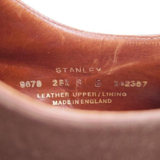 美品★クロケット&ジョーンズ 8D【★ハンドグレードライン/STANLEY】337ラスト/プレーントゥ/Vフロント/濃茶/メンズ/Crockett&Jones★e296