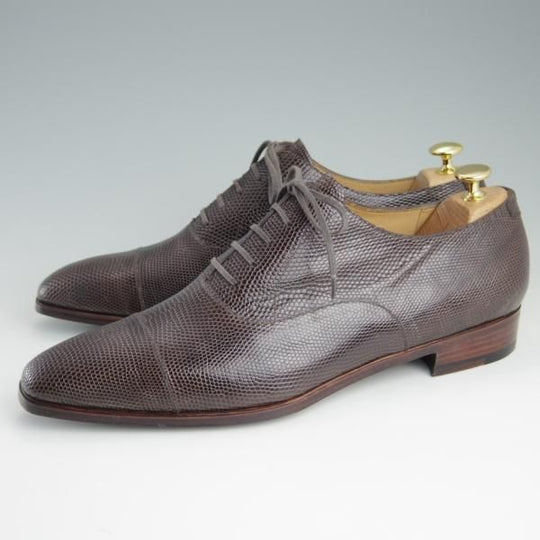 ほぼ未使用★LECOTT/レコット UK10程度【オーダー品★リザード革仕様】ストレートチップ/濃茶/メンズ★e298