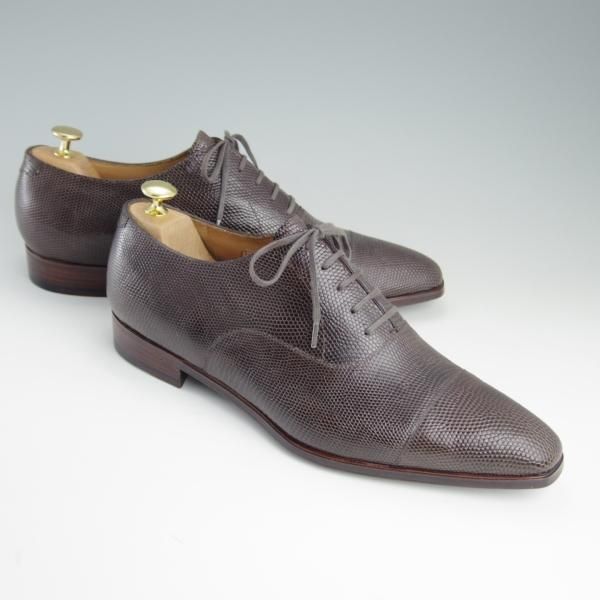 ほぼ未使用★LECOTT/レコット UK10程度【オーダー品★リザード革仕様】ストレートチップ/濃茶/メンズ★e298