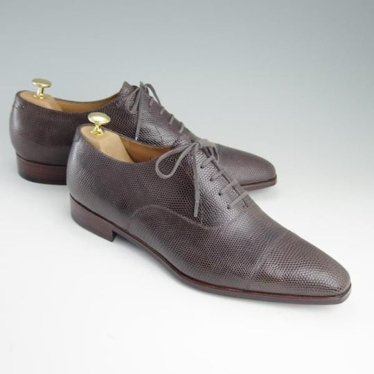 ほぼ未使用★LECOTT/レコット UK10程度【オーダー品★リザード革仕様】ストレートチップ/濃茶/メンズ★e298