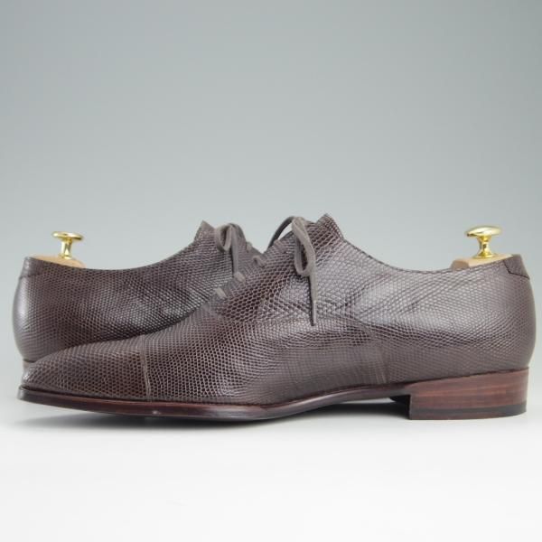 ほぼ未使用★LECOTT/レコット UK10程度【オーダー品★リザード革仕様】ストレートチップ/濃茶/メンズ★e298