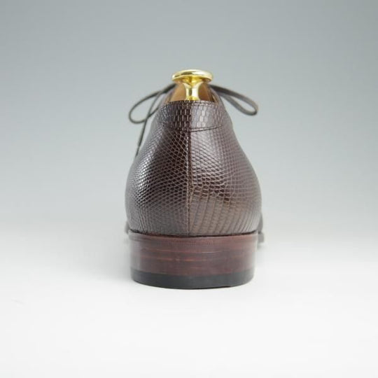 ほぼ未使用★LECOTT/レコット UK10程度【オーダー品★リザード革仕様】ストレートチップ/濃茶/メンズ★e298