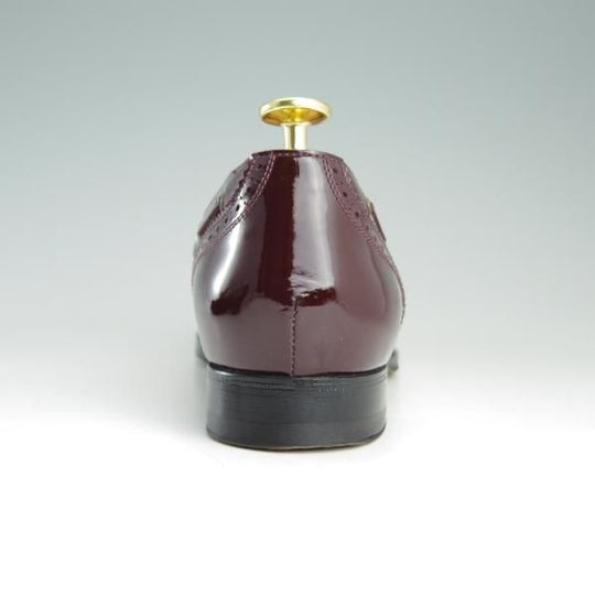 美品★(伊製)HERMES/エルメス(レディース) SIZE 37.5【★タッセル風ローファー/パテントレザー】フルブローグ/エナメル/赤茶★e305