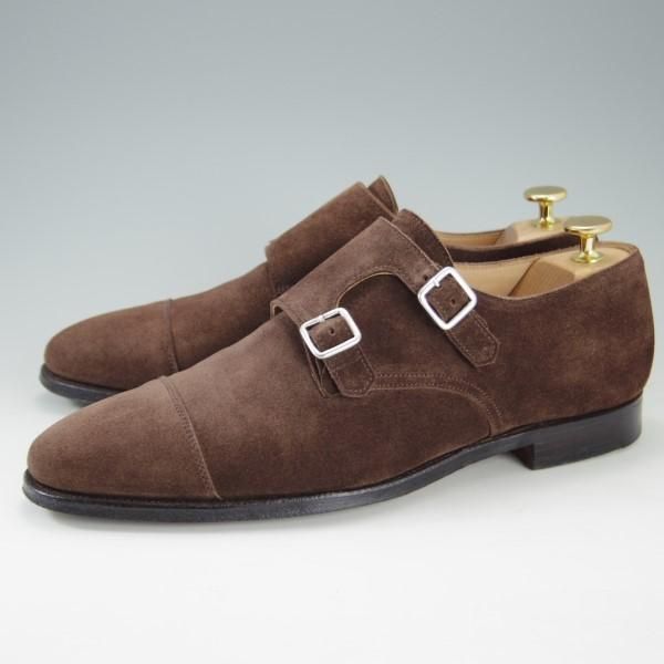 極上★クロケット&ジョーンズ UK7.5/US8D【★ブルックスブラザーズ別注/Peal&co】341ラスト/ダブルモンク/スエード/茶/Crockett&Jones★e283