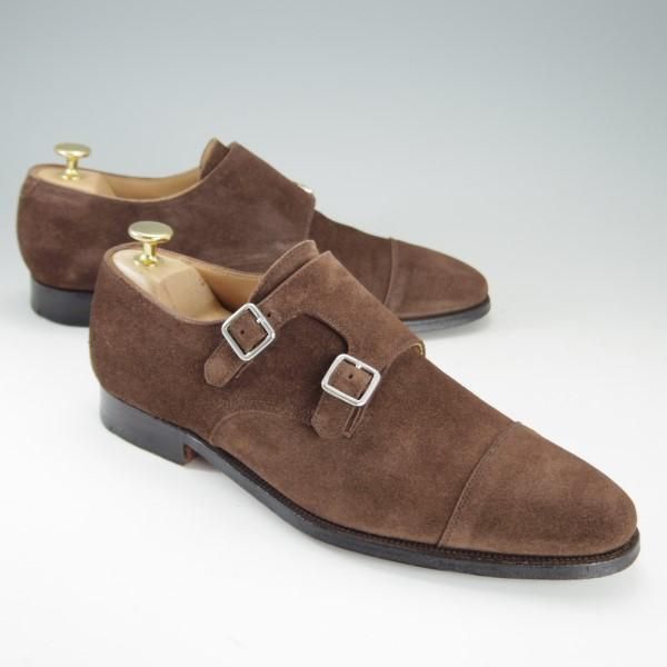 極上★クロケット&ジョーンズ UK7.5/US8D【★ブルックスブラザーズ別注/Peal&co】341ラスト/ダブルモンク/スエード/茶/Crockett&Jones★e283