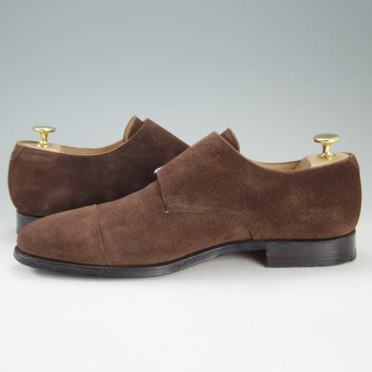 極上★クロケット&ジョーンズ UK7.5/US8D【★ブルックスブラザーズ別注/Peal&co】341ラスト/ダブルモンク/スエード/茶/Crockett&Jones★e283