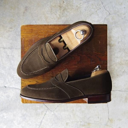 極美品★(スペイン製)カルミナ SIZE 5.5【定価￥71,280-★フルストラップ仕様/コインローファー】80372/UETAMラスト/濃緑/CARMINA★e284