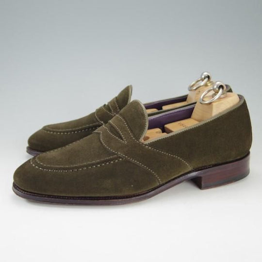 極美品★(スペイン製)カルミナ SIZE 5.5【定価￥71,280-★フルストラップ仕様/コインローファー】80372/UETAMラスト/濃緑/CARMINA★e284