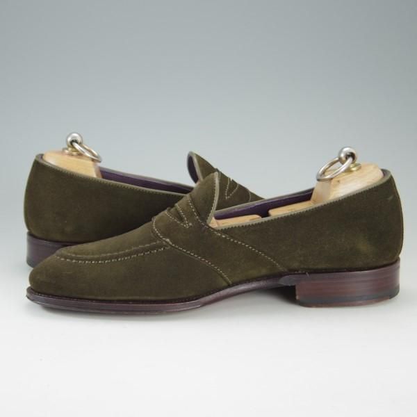 極美品★(スペイン製)カルミナ SIZE 5.5【定価￥71,280-★フルストラップ仕様/コインローファー】80372/UETAMラスト/濃緑/CARMINA★e284