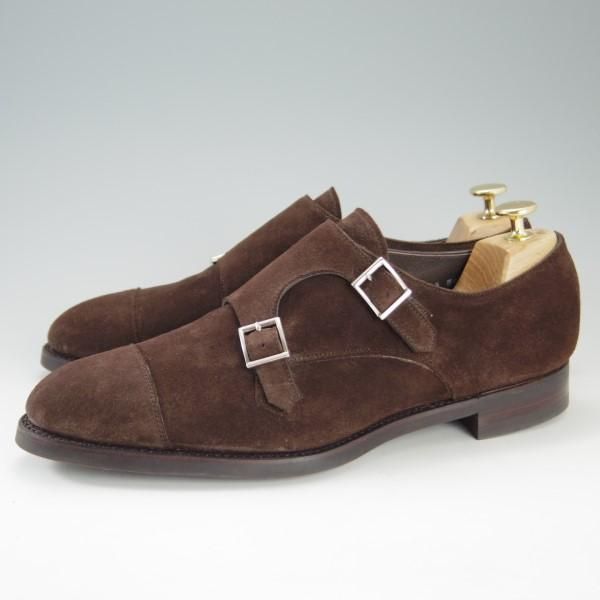 美品★三陽山長 SIZE 8.5【★ダブルモンク/R2010ラスト】スエード/濃茶/メンズ/SanyoYamacho★e285