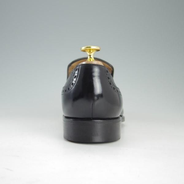極美品★エドワードグリーン 6.5E【★ウィグモア/WIGMORE/82ラスト】スリッポン/フルブローグ/カーフ/黒/メンズ/EDWARD GREEN★e289