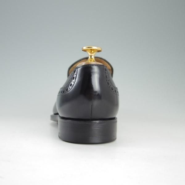 極美品★エドワードグリーン 6.5E【★ウィグモア/WIGMORE/82ラスト】スリッポン/フルブローグ/カーフ/黒/メンズ/EDWARD GREEN★e289