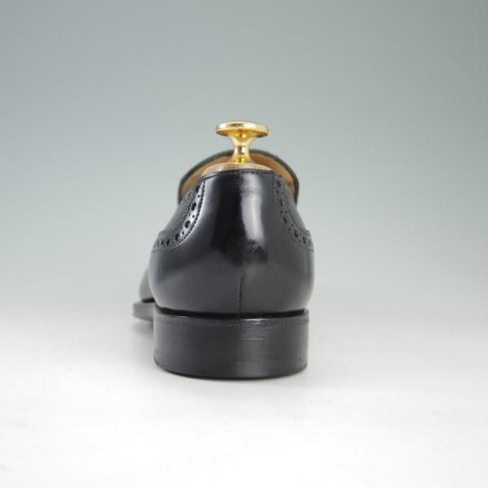 極美品★エドワードグリーン 6.5E【★ウィグモア/WIGMORE/82ラスト】スリッポン/フルブローグ/カーフ/黒/メンズ/EDWARD GREEN★e289