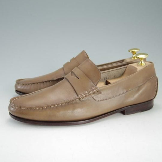 極上★(伊)サントーニ SIZE 4.5(UK5.5程度)【★コインローファー】カーフ/薄茶/メンズ/Santoni★e313