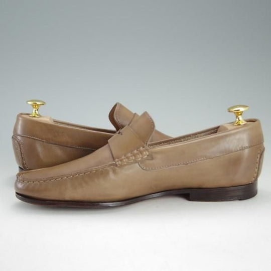 極上★(伊)サントーニ SIZE 4.5(UK5.5程度)【★コインローファー】カーフ/薄茶/メンズ/Santoni★e313