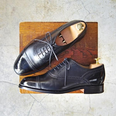 極美品★(英)BARKER/バーカー 6G【グッドイヤーウェルテッド製法★セミブローグ/NEWCASTLE】368117/カーフ/黒/メンズ★e325