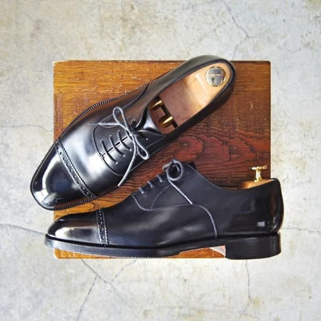 極上★(スペイン製)YANKO/ヤンコ SIZE 6.5【グッドイヤーウェルテッド製法★パンチドキャップトゥ】39078/カーフ/黒/メンズ★e326