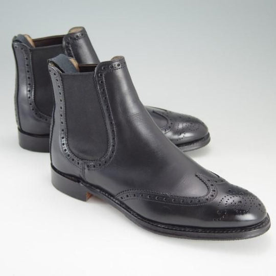 極上★(英)チーニー(レディース) SIZE 3.5【定価￥70,400-★CHARLOTTE/シャーロット】サイドゴアブーツ/フルブローグ/黒/CHEANEY★e331