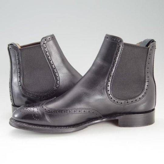 極上★(英)チーニー(レディース) SIZE 3.5【定価￥70,400-★CHARLOTTE/シャーロット】サイドゴアブーツ/フルブローグ/黒/CHEANEY★e331