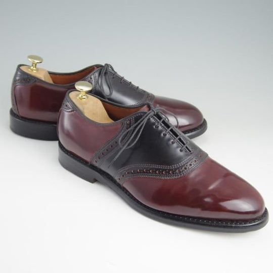極美品★(米)アレンエドモンズ 8EEE【定価10万円以上★コードバン仕様/Shelton】サドルシューズ/黒×赤茶/ALLEN EDMONDS★e333