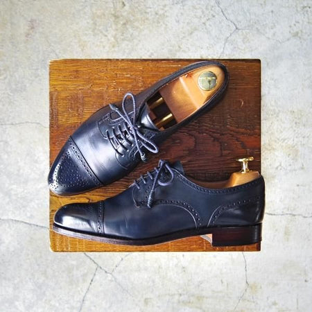 極上★(スペイン製)カルミナ(レディース) SIZE 5【モデル定価￥58,320-★セミブローグ/1547】MADISON/20ラスト/カーフ/紺/CARMINA★e337