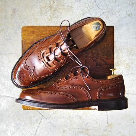 極上★チャーチ 85F/UK8.5【貴重★ギリーシューズ/104ラスト】4都市ロゴ/ネバダカーフ/茶/メンズ/Church's★e340