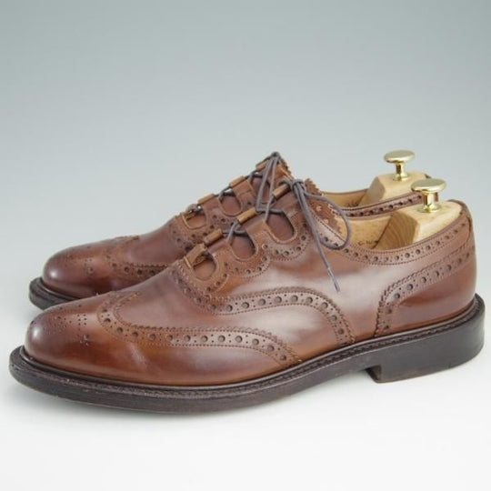 極上★チャーチ 85F/UK8.5【貴重★ギリーシューズ/104ラスト】4都市ロゴ/ネバダカーフ/茶/メンズ/Church's★e340