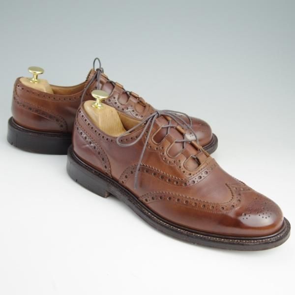 極上★チャーチ 85F/UK8.5【貴重★ギリーシューズ/104ラスト】4都市ロゴ/ネバダカーフ/茶/メンズ/Church's★e340