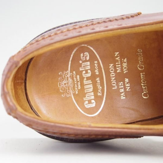 極上★チャーチ 85F/UK8.5【貴重★ギリーシューズ/104ラスト】4都市ロゴ/ネバダカーフ/茶/メンズ/Church's★e340