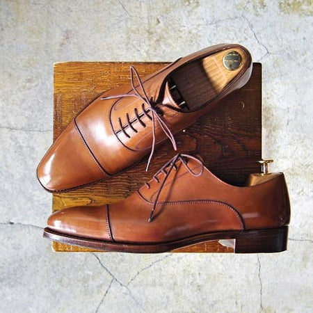 極美品★シェットランドフォックス SIZE 7.5【定価￥41,040-★ストレートチップ/3048SF】グラスゴー/カーフ/茶/メンズ/Shetlandfox★e347