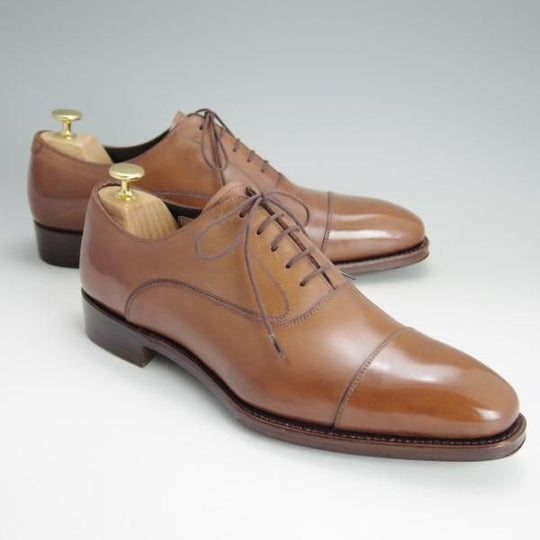 極美品★シェットランドフォックス SIZE 7.5【定価￥41,040-★ストレートチップ/3048SF】グラスゴー/カーフ/茶/メンズ/Shetlandfox★e347