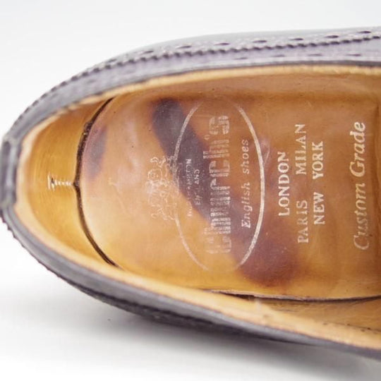 極上★チャーチ 70F/UK7【貴重★73ラスト/ディプロマット似寄り】Perth/4都市ロゴ/セミブローグ/カーフ/黒/メンズ/Church's★e349