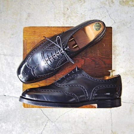 極上★チャーチ 70G/UK7【貴重★100ラスト/CHETWYND/チェットウインド】4都市ロゴ/フルブローグ/カーフ/黒/メンズ/Church's★e350