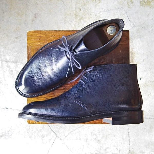 極美品★クロケット&ジョーンズ 8.5E【ダイナイトソール仕様★チャッカブーツ/CHEPSTOW】335ラスト/紺/メンズ/Crockett&Jones★e353