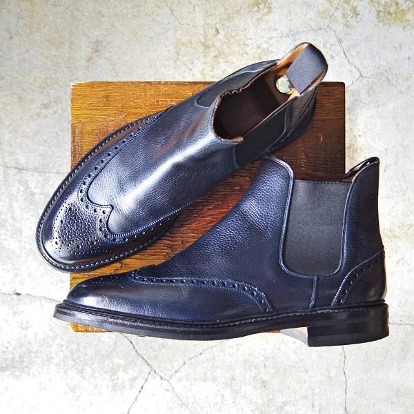 美品★クロケット&ジョーンズ 8.5E【ダイナイトソール仕様★サイドゴアブーツ/NEWBURY】335ラスト/紺/メンズ/Crockett&Jones★e364