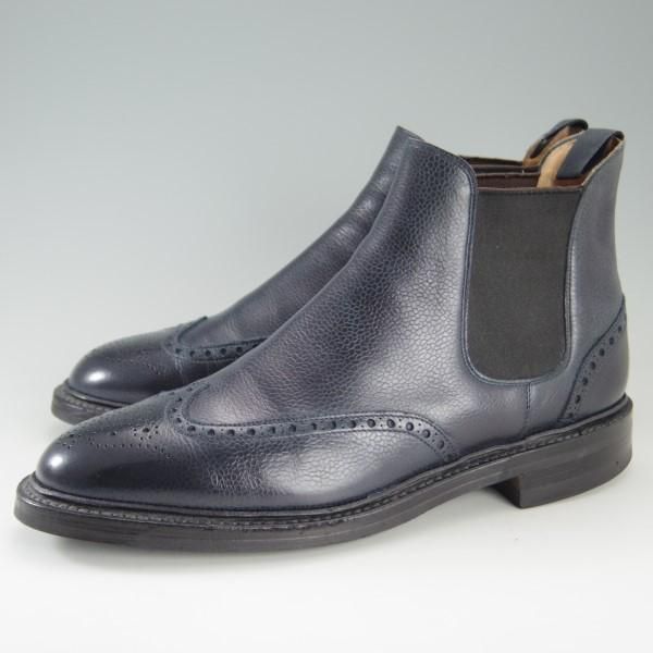 美品★クロケット&ジョーンズ 8.5E【ダイナイトソール仕様★サイドゴアブーツ/NEWBURY】335ラスト/紺/メンズ/Crockett&Jones★e364
