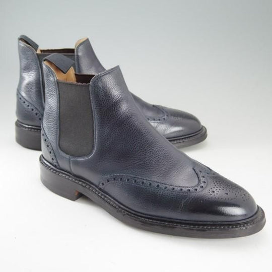 美品★クロケット&ジョーンズ 8.5E【ダイナイトソール仕様★サイドゴアブーツ/NEWBURY】335ラスト/紺/メンズ/Crockett&Jones★e364