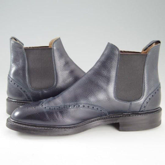 美品★クロケット&ジョーンズ 8.5E【ダイナイトソール仕様★サイドゴアブーツ/NEWBURY】335ラスト/紺/メンズ/Crockett&Jones★e364