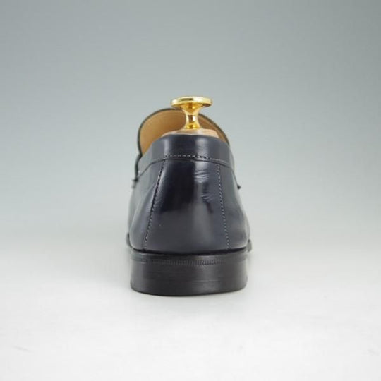 極上★(伊)サントーニ SIZE 6【★コインローファー】スリッポン/カーフ/紺/メンズ/Santoni★e375