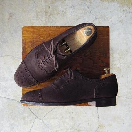 美品★(英)チーニー 7E【定価￥73,440-★セミブローグ/WINSTON/6184ラスト】フレックスソール仕様/スエード/濃茶/メンズ/CHEANEY★e380