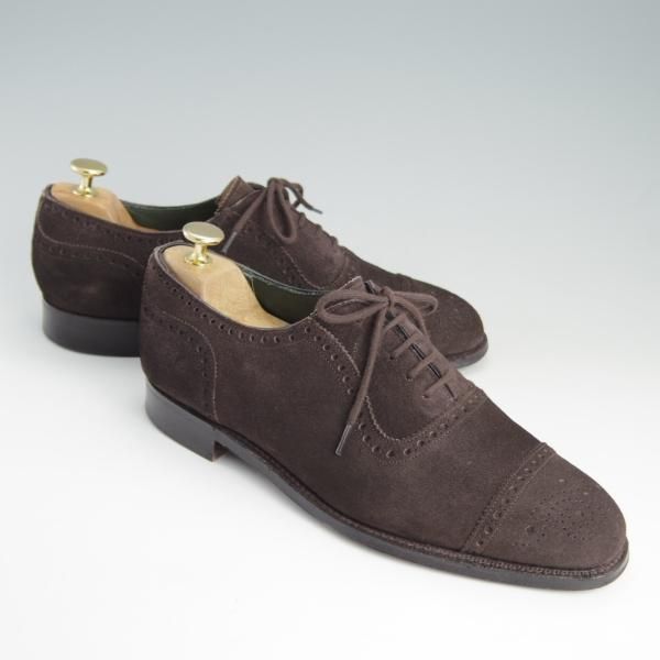 美品★(英)チーニー 7E【定価￥73,440-★セミブローグ/WINSTON/6184ラスト】フレックスソール仕様/スエード/濃茶/メンズ/CHEANEY★e380