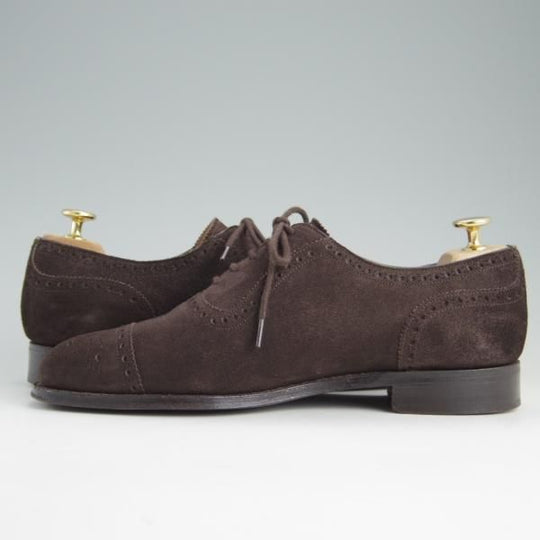 美品★(英)チーニー 7E【定価￥73,440-★セミブローグ/WINSTON/6184ラスト】フレックスソール仕様/スエード/濃茶/メンズ/CHEANEY★e380