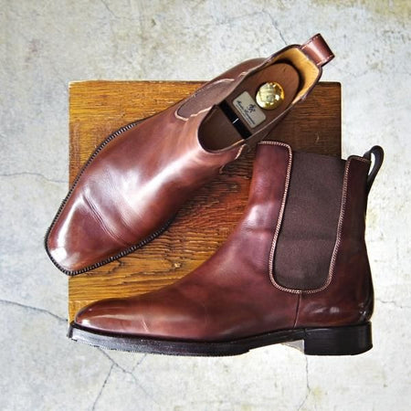 極上★(伊)ステファノビ SIZE 7【グッドイヤーウェルテッド製法★ISETAN別注】サイドゴアブーツ/カーフ/茶/伊勢丹/STEFANOBI★e382